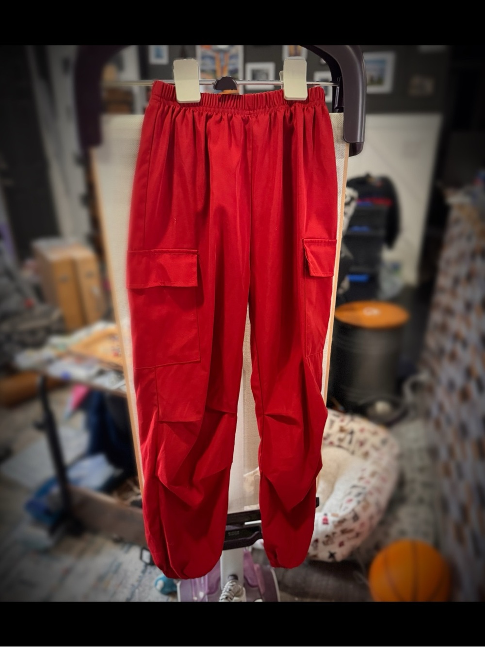 SHEIN Red Girls' Cargo Jogger Pants